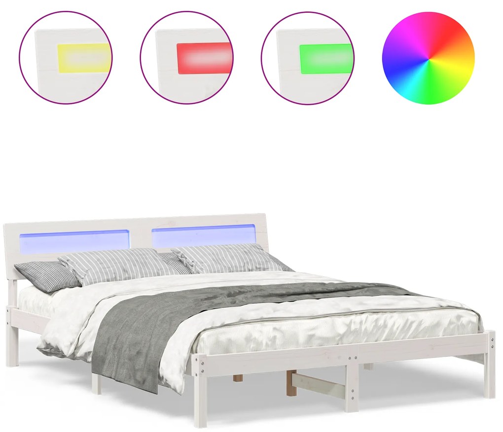vidaXL Σκελετός Κρεβατιού Λευκό 160 x 200 cm Συμπαγές ξύλο πεύκου
