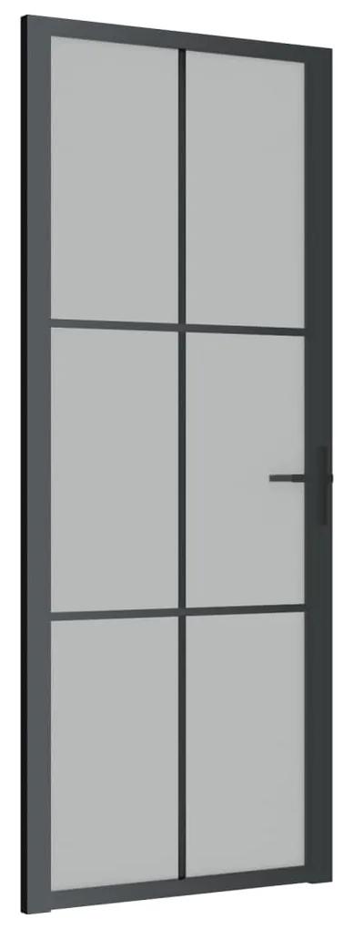 vidaXL Εσωτερική Πόρτα 83 x 201,5 εκ. Μαύρο Ματ Γυαλί και Αλουμίνιο