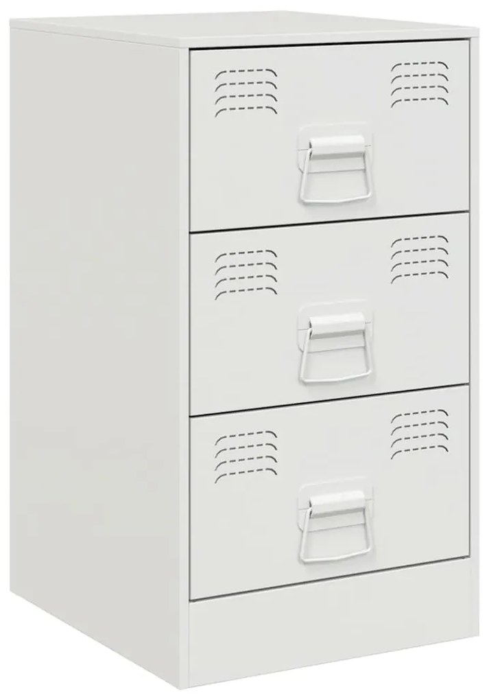 vidaXL Κομοδίνο Λευκό 34,5x39x62 εκ. από Χάλυβα