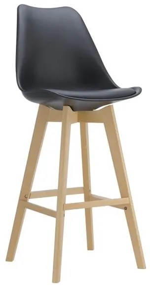 MARTIN Σκαμπό BAR Οξιά Φυσικό, Κάθισμα Η.67cm, PP-Pu Μαύρο, Μονταρισμένη Ταπετσαρία -  49x54x67/106cm