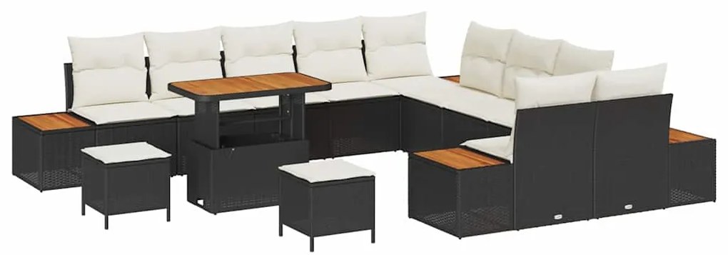 vidaXL Σετ Καναπέ Κήπου με μαξιλάρι 13 pcs Μαύρο Πολυ ράταν