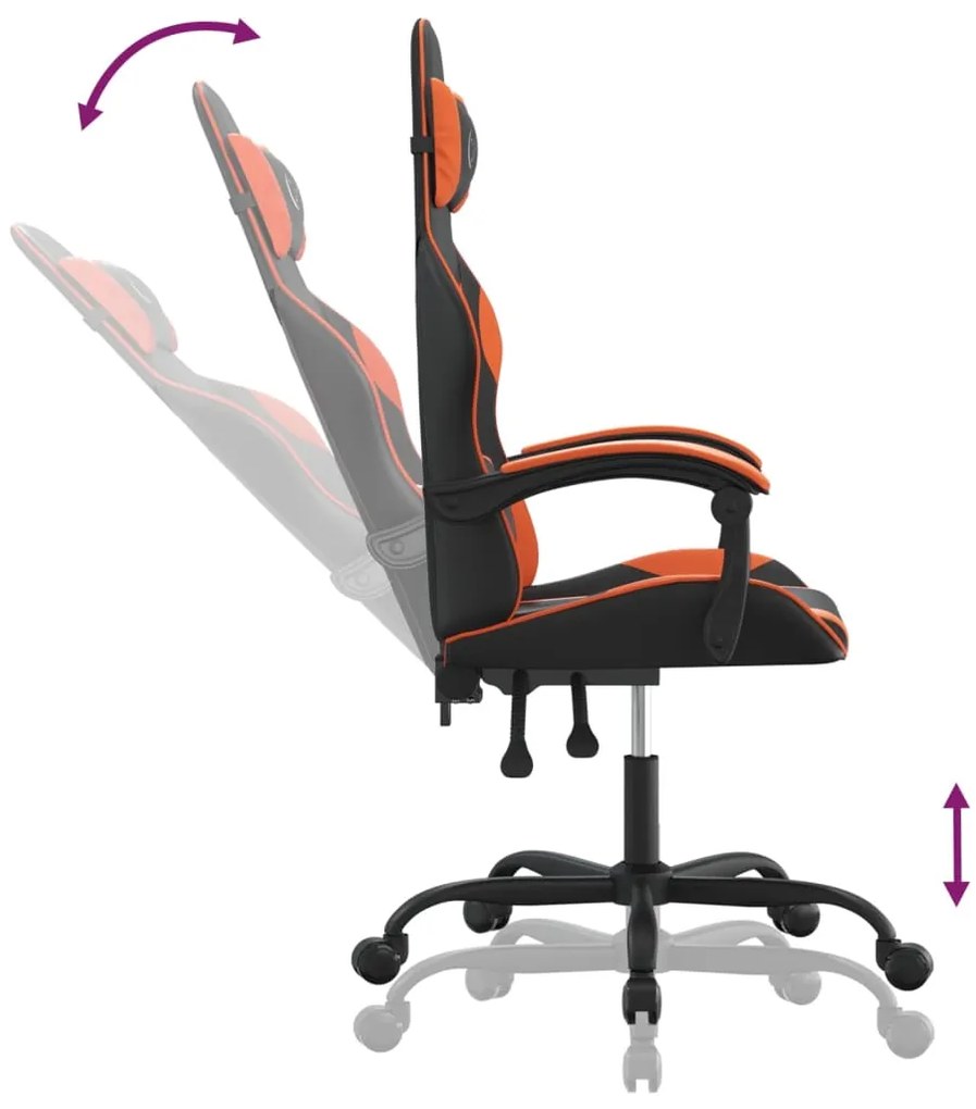 vidaXL Καρέκλα Gaming Μαύρο/Πορτοκαλί Συνθετικό Δέρμα