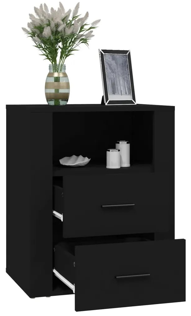 vidaXL Κομοδίνο Μαύρο 50 x 36 x 60 εκ. από Επεξεργασμένο Ξύλο