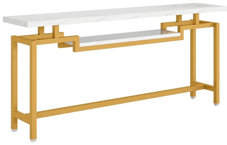 Κονσόλα Onole σε όψη μαρμάρου - χρυσό μέταλλο 180x35x82εκ Υλικό: METAL - CHIPBOARD 197-000295