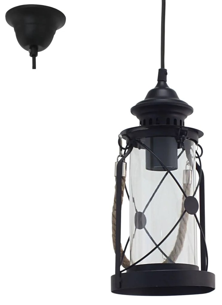 Φωτιστικό Οροφής Bradford 49213  Black Eglo Metal, Glass