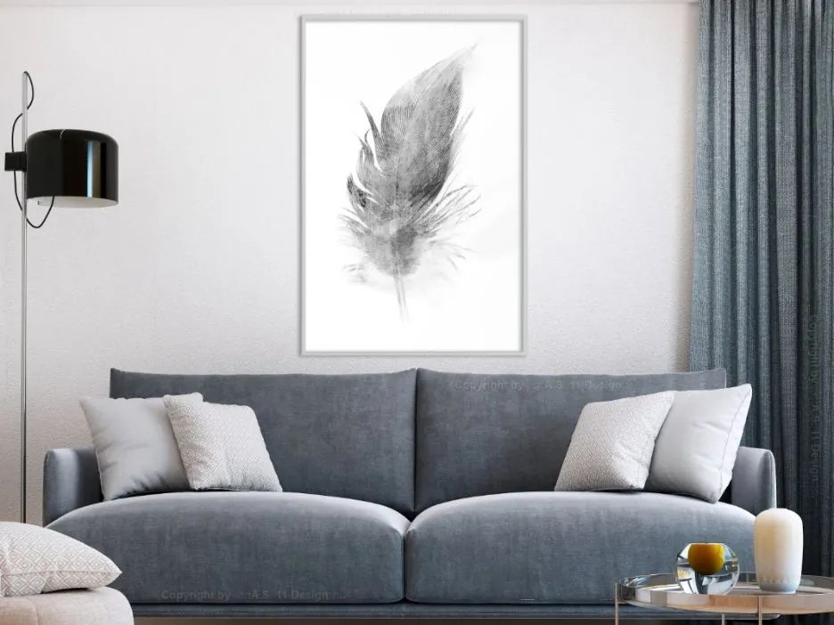 Αφίσα - Lost Feather (Grey) - 20x30 - Χρυσό - Χωρίς πασπαρτού