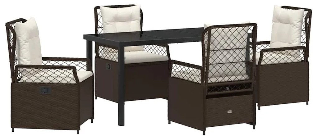 vidaXL Σέτ φαγητού για κήπο 5 pcs Καφέ συνθετικό ρατάν