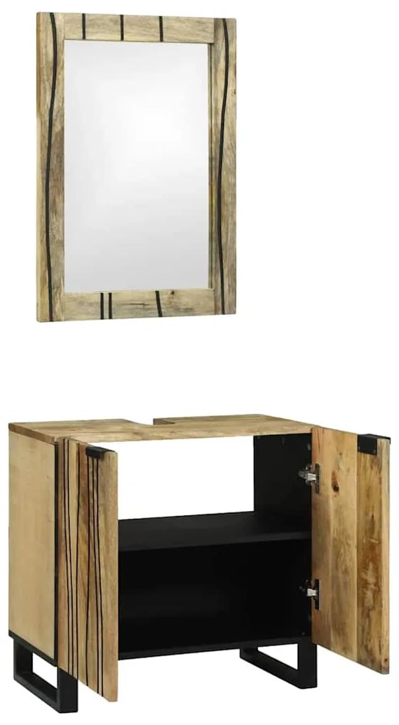 vidaXL Σετ Επίπλων Μπάνιου με ράφι 2 pcs Καφέ Επεξεργασμένο ξύλο