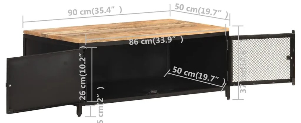 vidaXL Τραπεζάκι Σαλονιού 90x50x37 εκ. Μασίφ Ακατέργαστο Ξύλο Μάνγκο