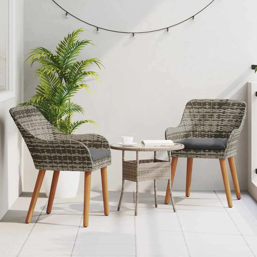 vidaXL Καρέκλα Κήπου 2 pcs Γκρι 55 x 62.5 x 82 εκ. συνθετικό ρατάν