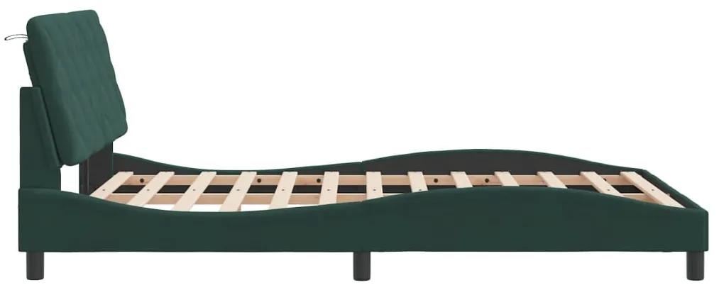 vidaXL Πλαίσιο Κρεβατιού με Κεφαλάρι Σκ. Πράσινο 120x200 εκ. Βελούδινο