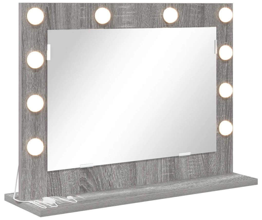 vidaXL Καθρέφτης Vanity  Γκρι Sonoma MDF, Γυαλί 60 x 45 x 18 εκ.