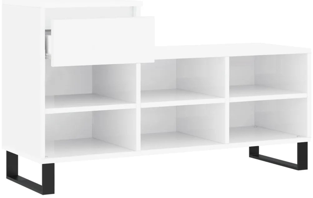 vidaXL Παπουτσοθήκη Γυαλιστερό Λευκό 102x36x60 εκ. Επεξεργασμένο Ξύλο