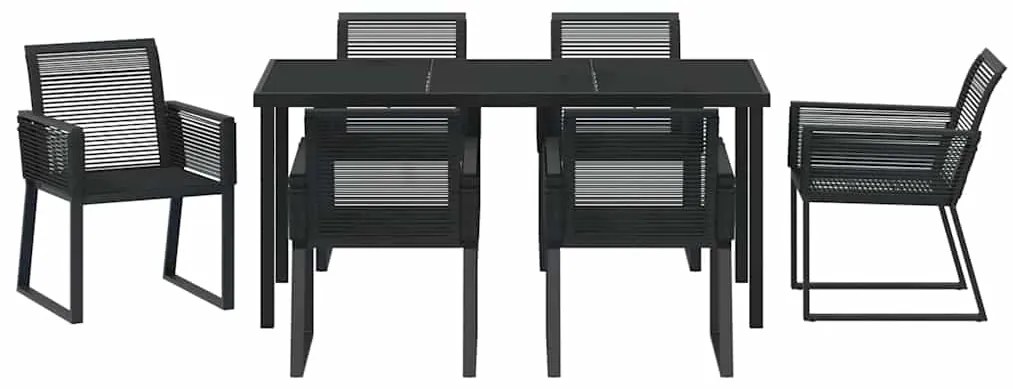 vidaXL Σέτ φαγητού για κήπο 7 pcs Μαύρο Χάλυβας με επίστρωση πούδρας