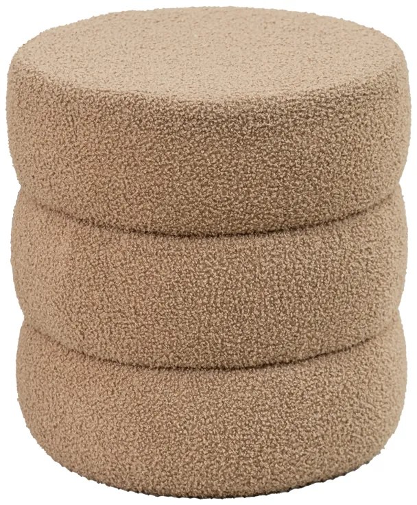 Σκαμπό-πουφ Kioto pakoworld μπουκλέ καφέ Φ40x40εκ