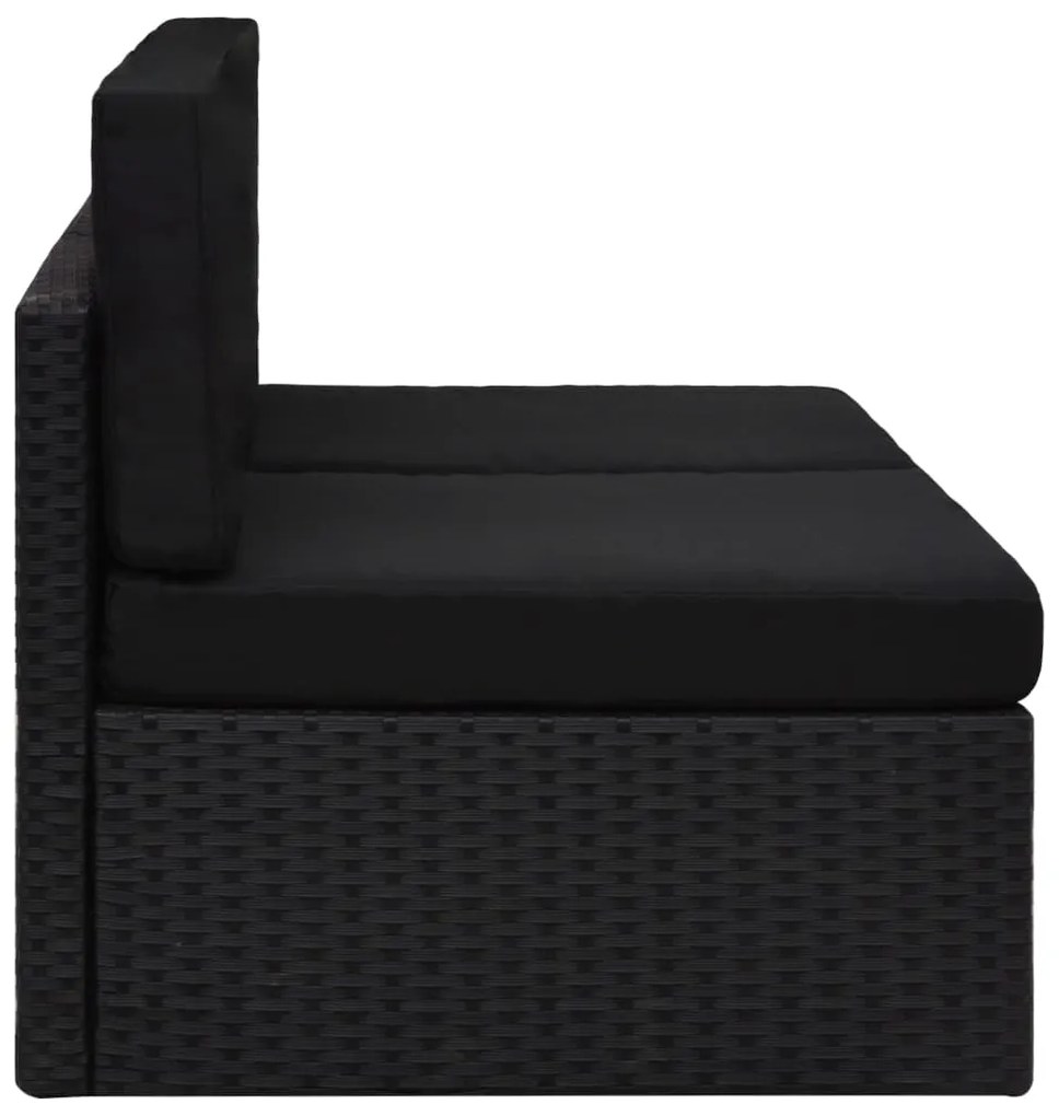 vidaXL Καναπές Αρθρωτός Διθέσιος Μαύρος από Συνθετικό Ρατάν