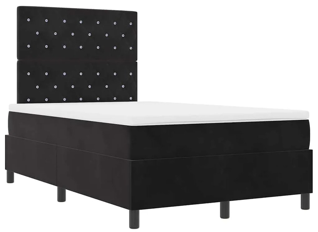vidaXL Κρεβάτι με ελατήρια με στρώμα Μαύρο 120 x 200 cm Βελούδο