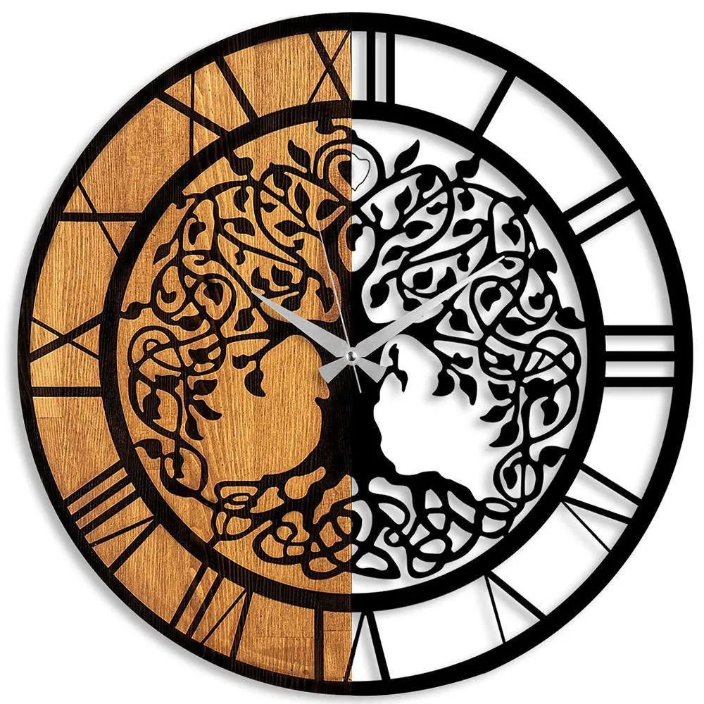 Ρολόι Τοίχου 539TNL1164 Φ56cm Walnut-Black Wallity Metal,Wood