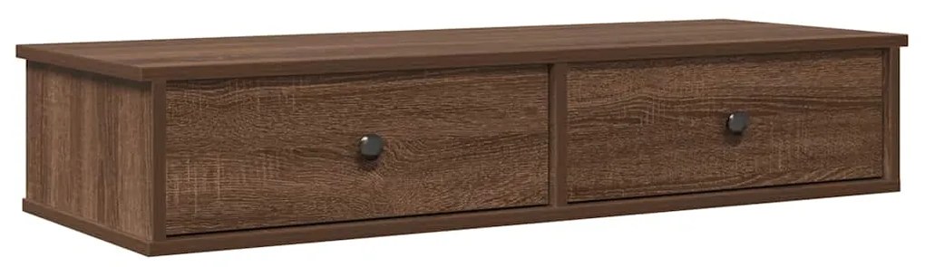 Ράφι τοίχου με συρτάρια καφέ δρυς 100x37,5x19 cm Ξύλο μηχανής - Καφέ