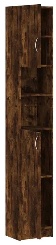 vidaXL Ντουλάπι Μπάνιου Καπνιστή Δρυς 32x25,5x190 εκ. Επεξεργ. Ξύλο
