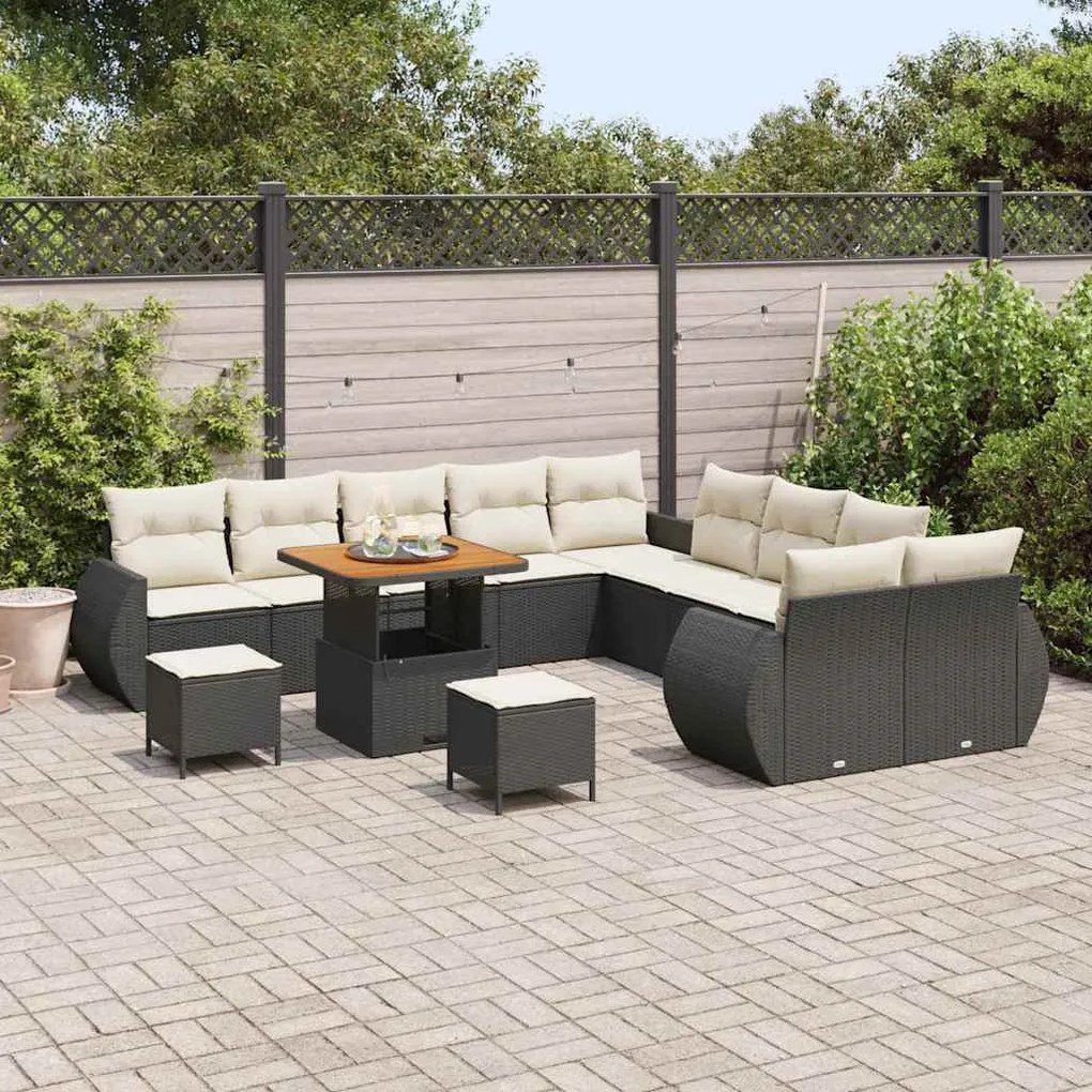 vidaXL Σετ Καναπέ Κήπου 13 pcs Μαύρο συνθετικό ρατάν