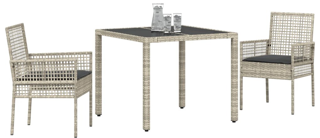 vidaXL Σέτ φαγητού για κήπο 3 pcs Ανοιχτό γκρι 90 x 90 x 75 cm
