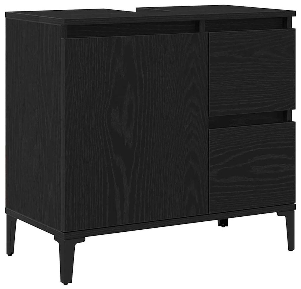 vidaXL Ντουλάπι Μπάνιου Μαύρη δρυς 65 x 33 x 60 εκ Επεξεργασμένο ξύλο