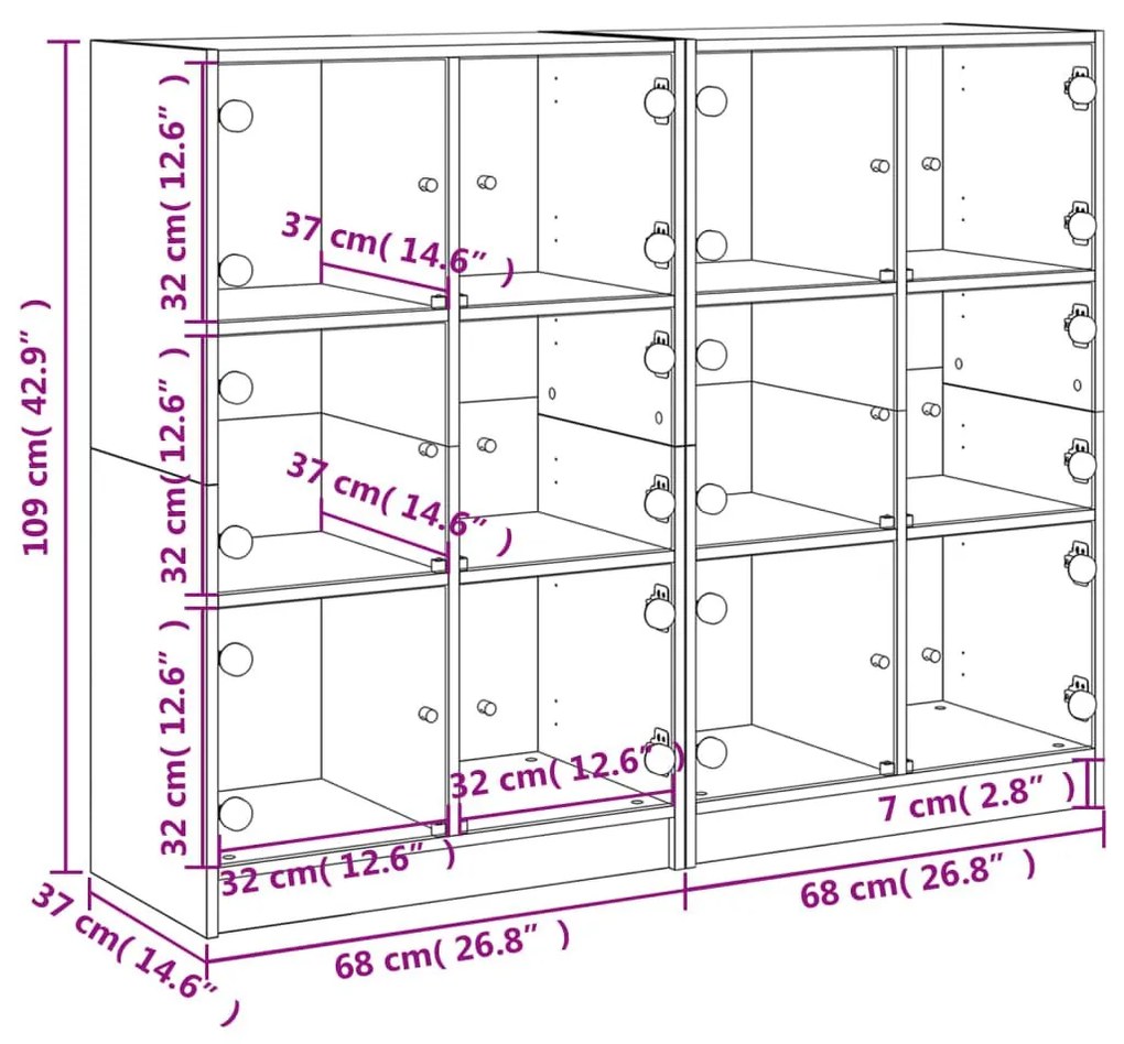 Βιβλιοθήκη με Πόρτες Καπνιστή Δρυς 136x37x109 εκ. Επεξ. Ξύλο - Καφέ