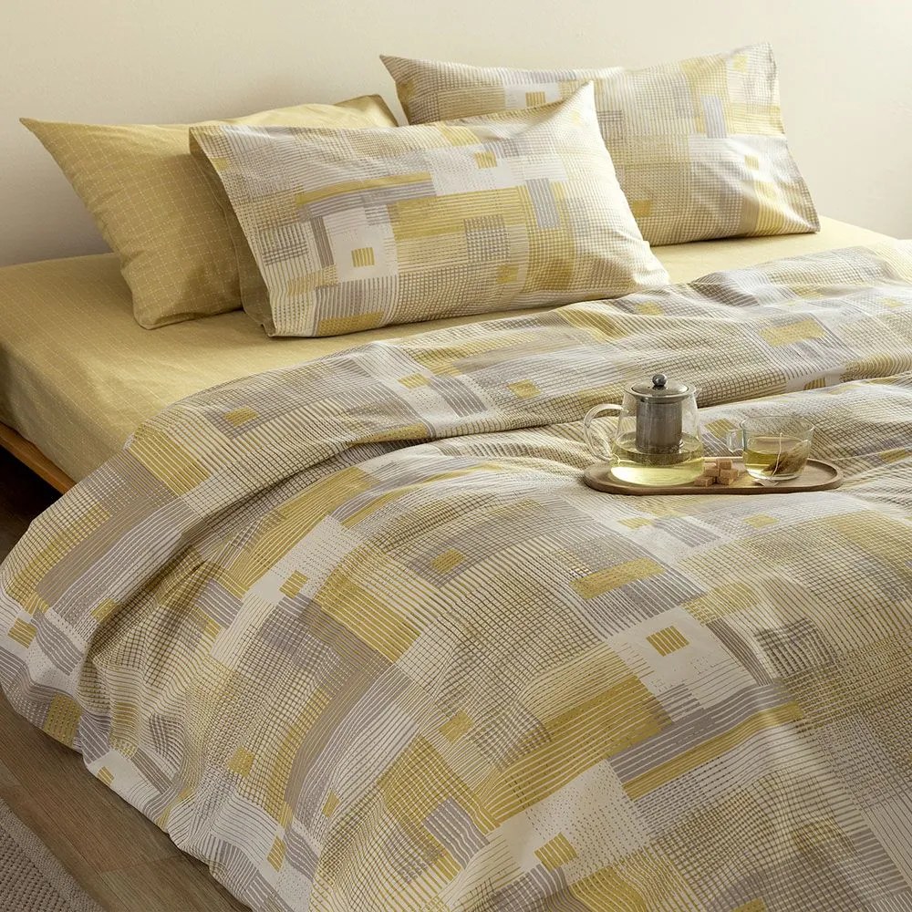 Παπλωματοθήκη FL6251 (Σετ 3τμχ) Yellow Palamaiki Queen Size 240x250cm 100% Βαμβάκι