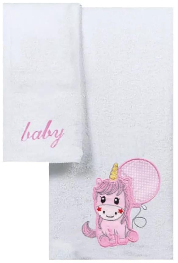 Isadore Lorraine Βρεφικές Πετσέτες Σετ 2Τεμ 50×50 + 70×140 cm Βαμβακερές 500gr - Unicorn Pink