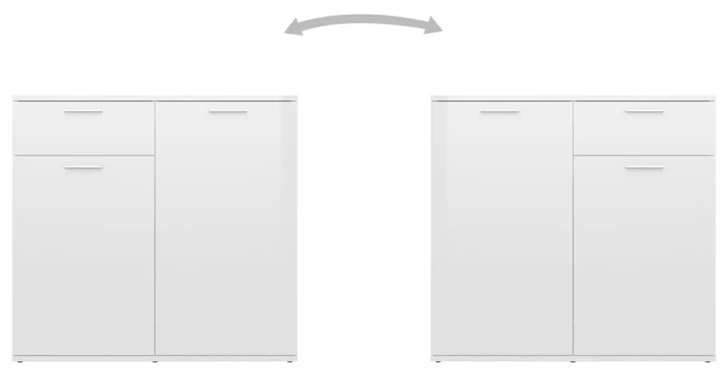 Ντουλάπι με Συρτάρι Γυαλιστερό Λευκό 80x36x75 εκ. Μοριοσανίδα - Λευκό