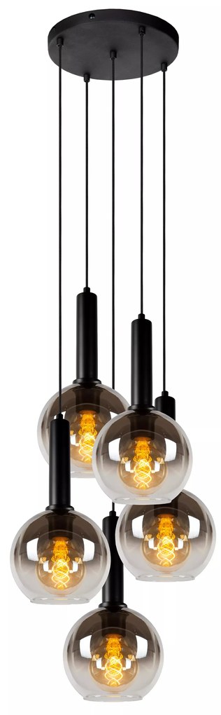 Φωτιστικό Κρεμαστό Lucide 45402-15-30 MARIUS Μαύρο Ματ (Black Mat)|Φυμέ (Smoke)