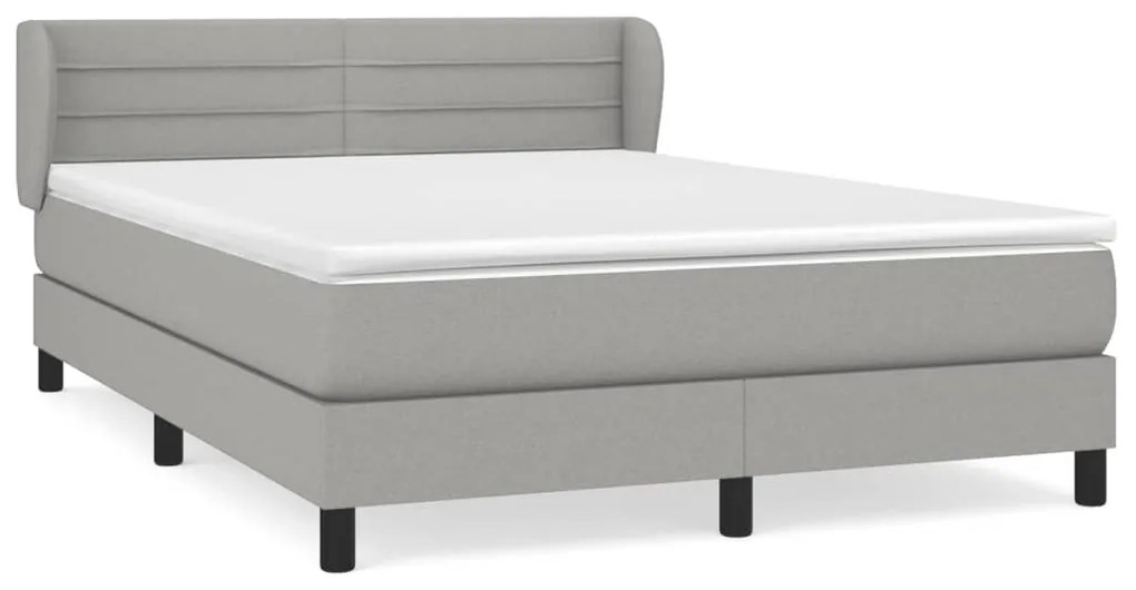 vidaXL Κρεβάτι Boxspring με Στρώμα Ανοιχτό Γκρι 140x190 εκ. Υφασμάτινο