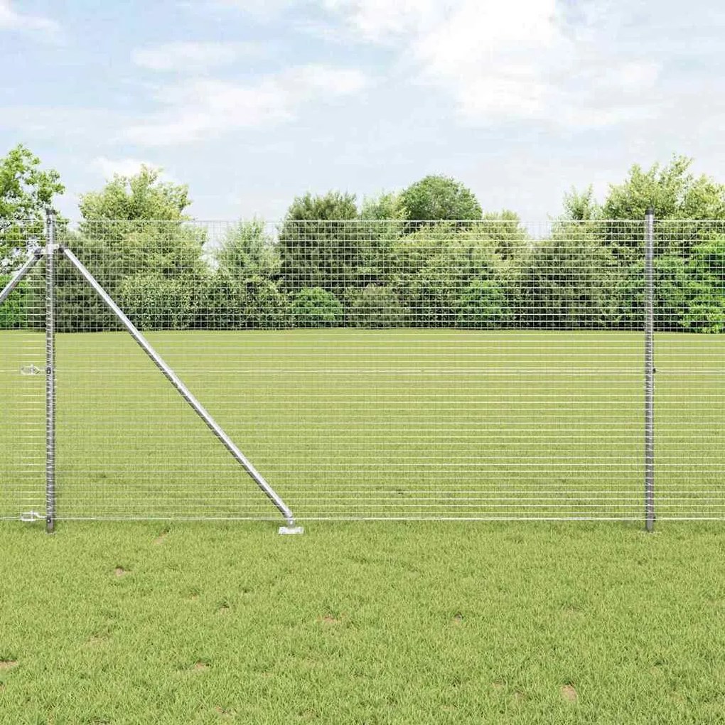 vidaXL Φράχτης με Στήλες. Ασημί 1.2 x 50 m Ατσάλι