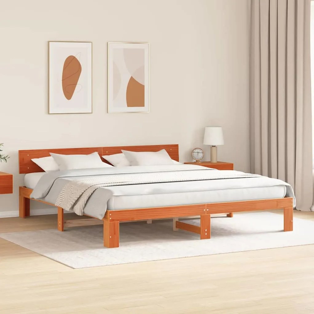 vidaXL Σκελετός Κρεβατιού Καφέ 180 x 200 cm Μασίφ ξύλο πεύκου