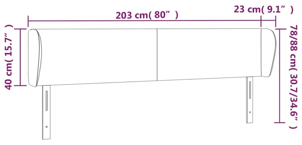 Κεφαλάρι με Πτερύγια Γκρι 203x23x78/88 εκ. Συνθετικό Δέρμα 3116976