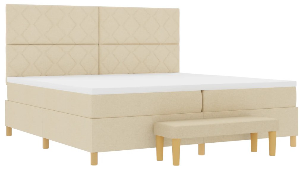 vidaXL Κρεβάτι με ελατήρια με στρώμα Κρεμ 200 x 200 cm ύφασμα