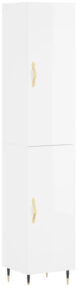 vidaXL Ντουλάπι Γυαλ. Λευκό 34,5 x 34 x 180 εκ. από Επεξεργασμένο Ξύλο