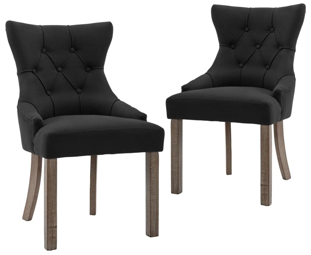 vidaXL Καρέκλες Τραπεζαρίας 2 τεμ. Μαύρες Υφασμάτινες