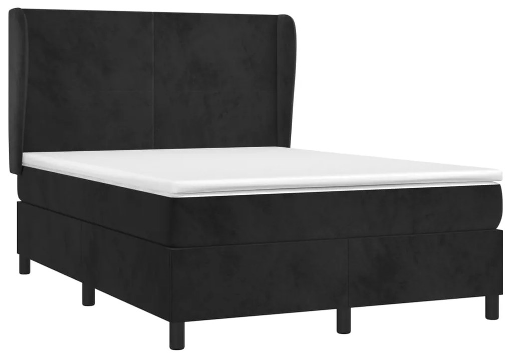 vidaXL Κρεβάτι Boxspring με Στρώμα Μαύρο 140x190 εκ. Βελούδινο