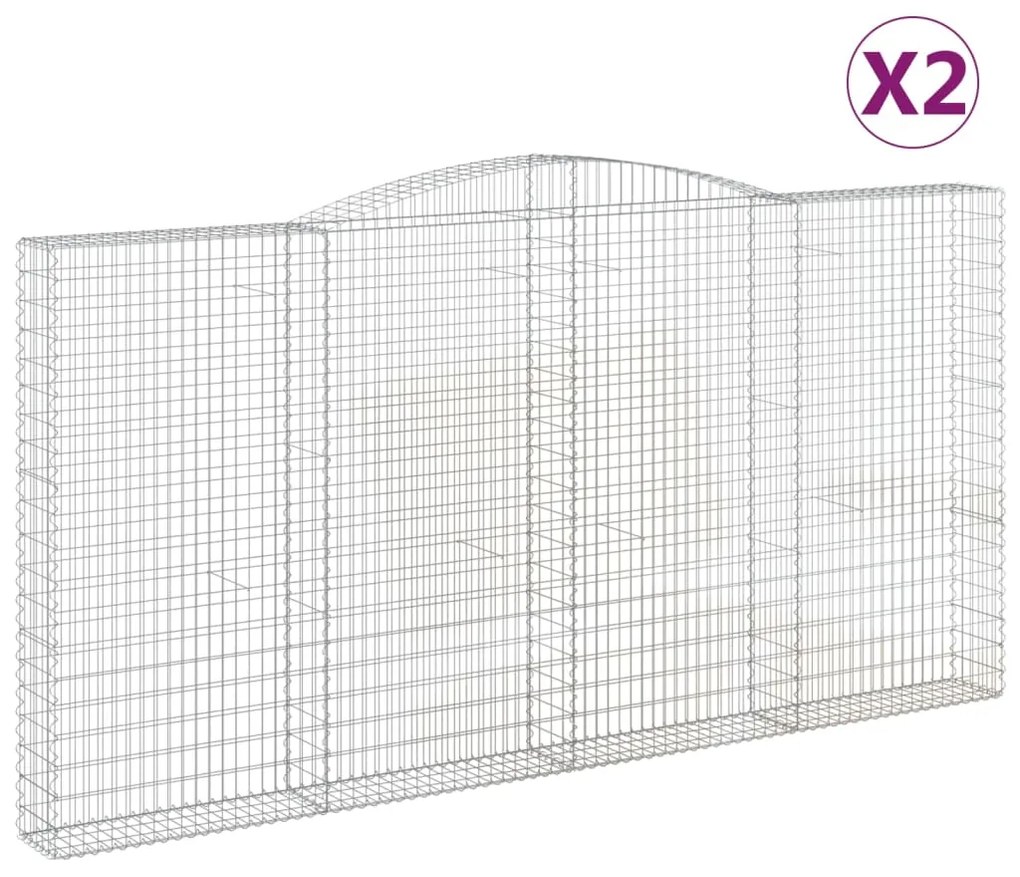 vidaXL Συρματοκιβώτια Τοξωτά 2 τεμ. 400x30x200/220 εκ. Γαλβαν. Ατσάλι