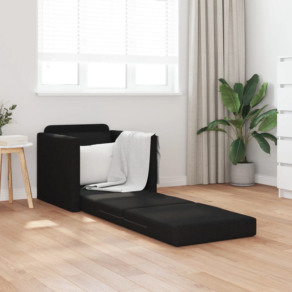 vidaXL Καναπές Δαπέδου 2-σε-1 Μαύρος 74x77x81 εκ. Ύφασμα