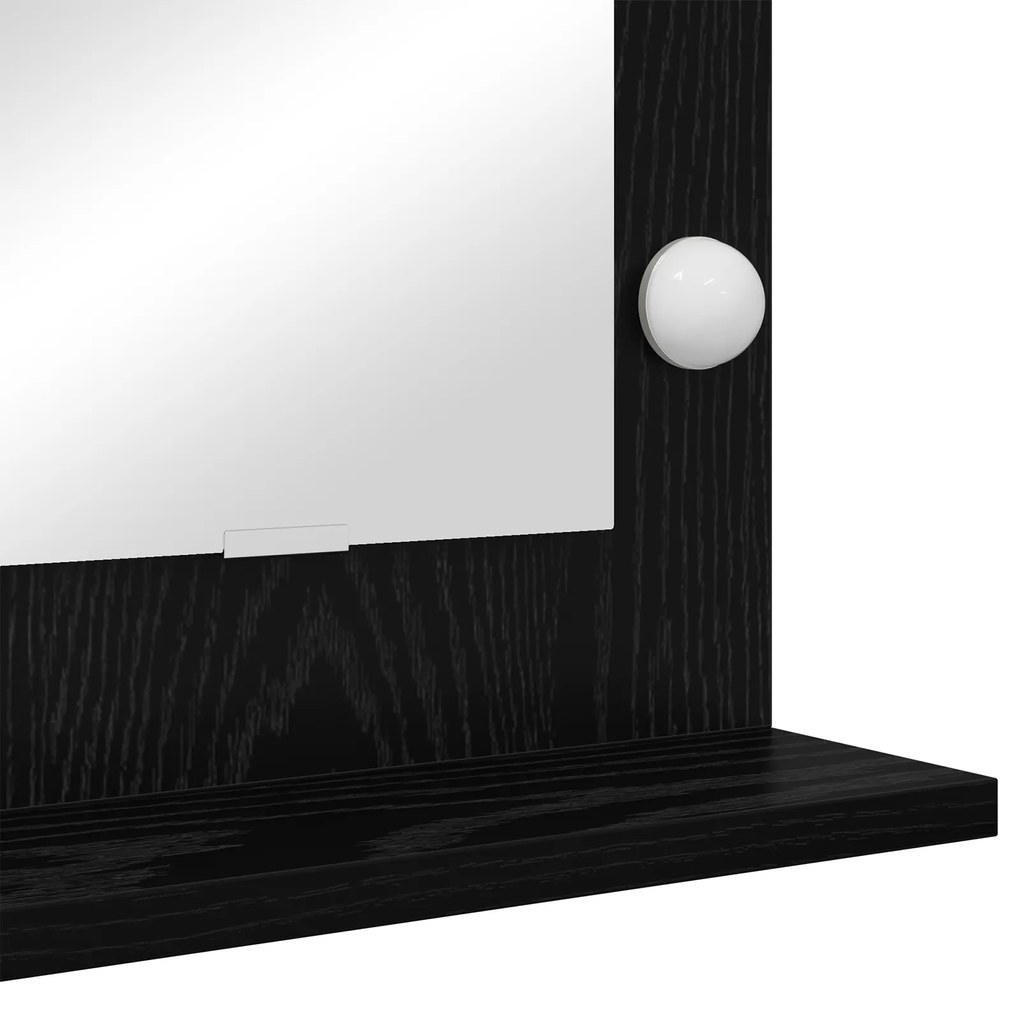 vidaXL Καθρέφτης Vanity με LED Φώτα Μαύρο Δρυς 80x45x18 εκ.