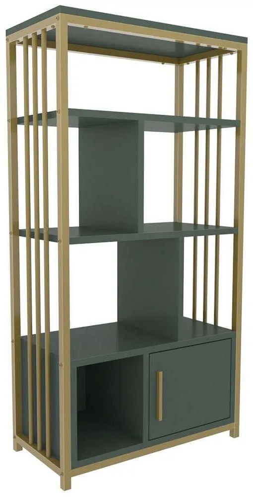 Βιβλιοθήκη Valero 875ZNA4569 60x29,6x120cm Green-Gold