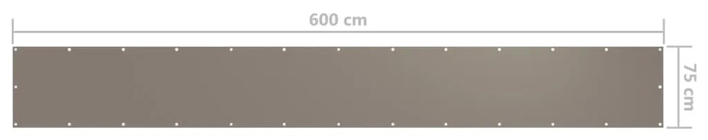 Διαχωριστικό Βεράντας Taupe 75 x 600 εκ. Ύφασμα Oxford - Μπεζ-Γκρι