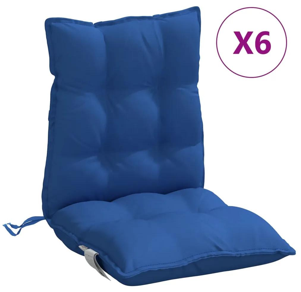 vidaXL Μαξιλάρια Καρέκλας Χαμηλή Πλάτη 6 τεμ. Μπλε Ρουά Ύφασμα Oxford