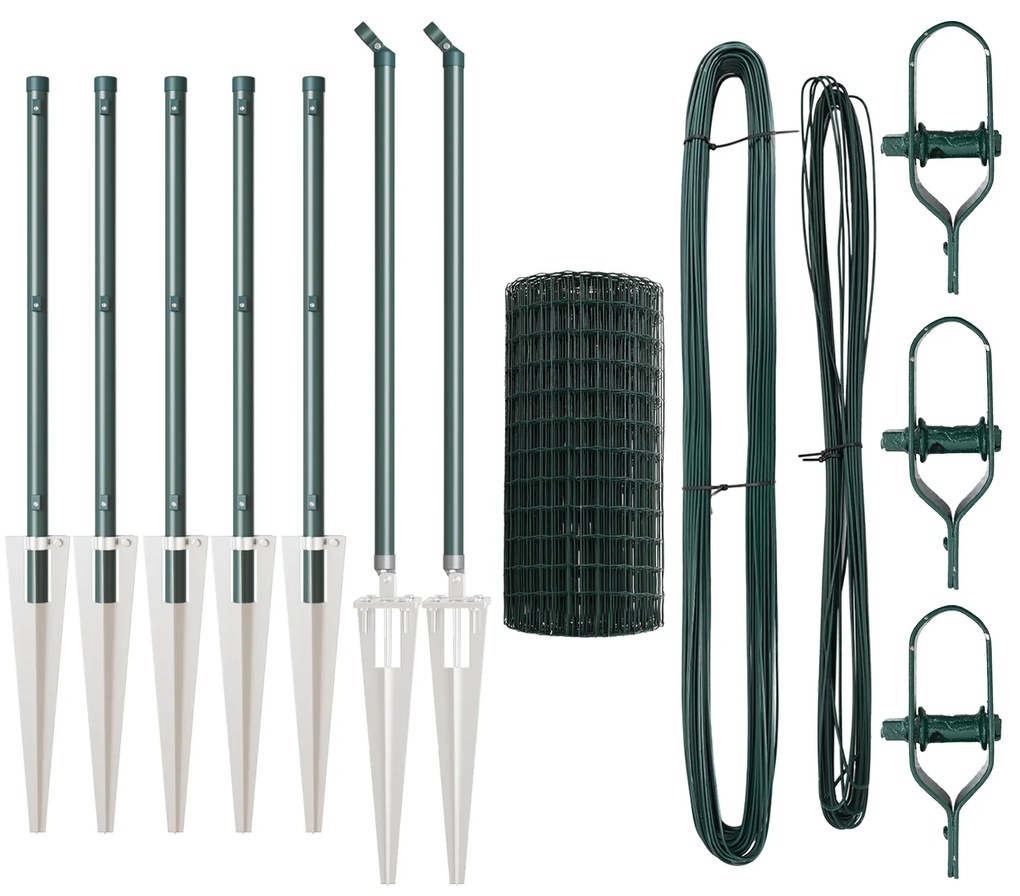 vidaXL Euro Fence με 7 Σημεία Στήριξης 0.6x10 μ Γαλβανισμένος Χάλυβας Πράσινος