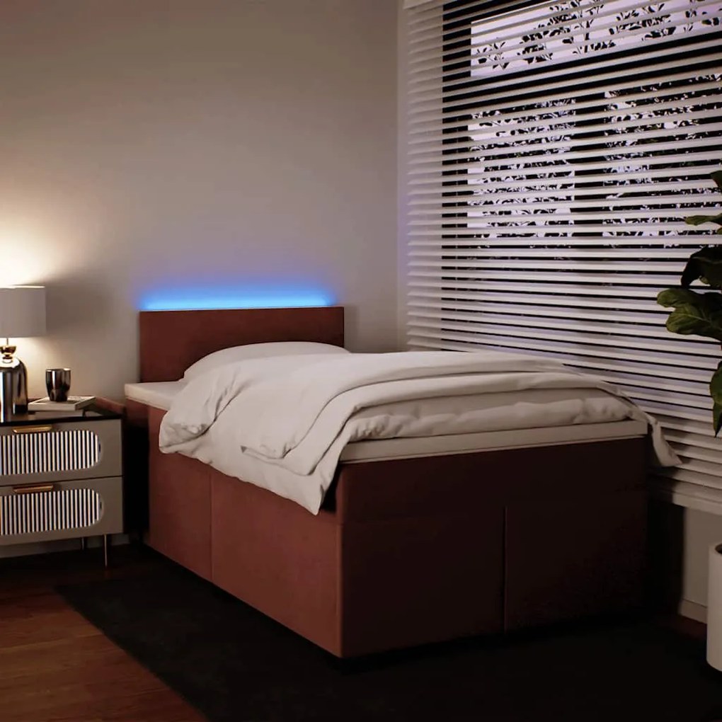 vidaXL Κρεβάτι Boxspring με Στρώμα Ροζ 120x190 εκ. Βελούδινο