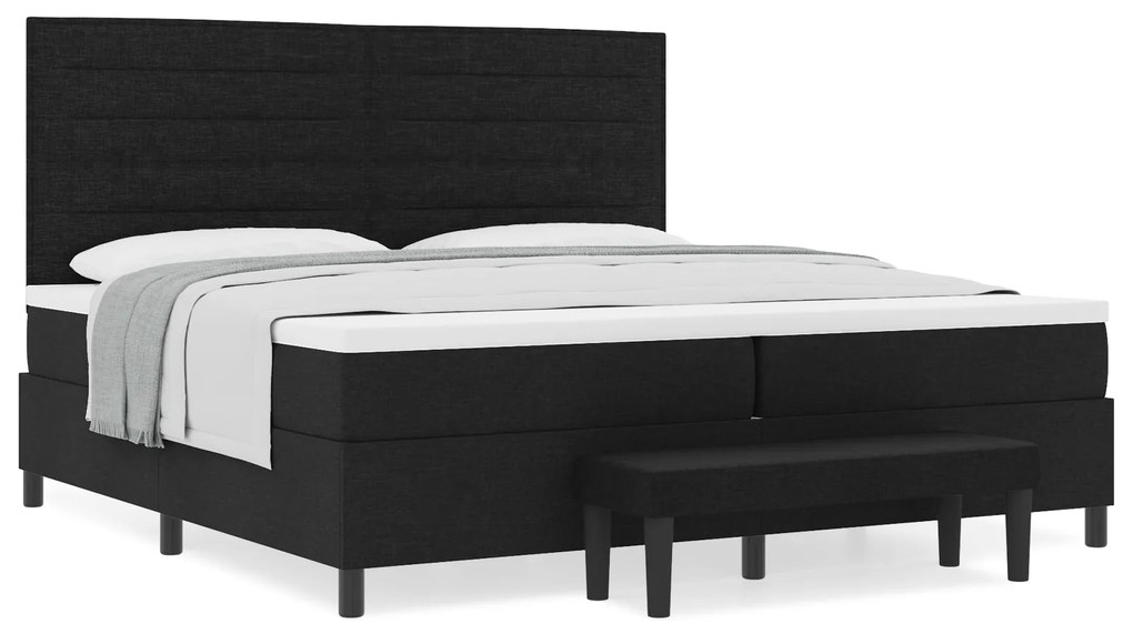 vidaXL Κρεβάτι με ελατήρια με στρώμα Μαύρο 200 x 200 cm ύφασμα