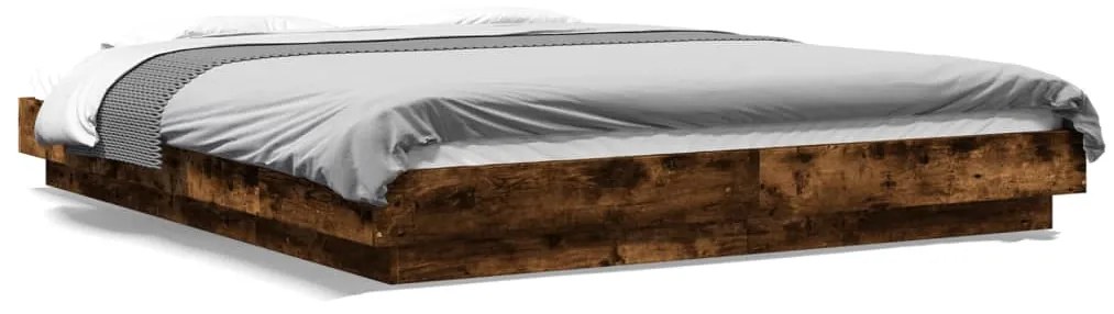 vidaXL Πλαίσιο Κρεβατιού με LED Καπνιστή Δρυς 150x200 εκ.Επεξ. Ξύλο